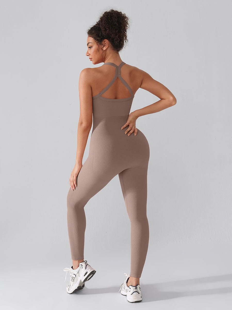 Seamless Sports Shaping 2 in 1 Waist and Tummy Control Bra-free Jumpsuit