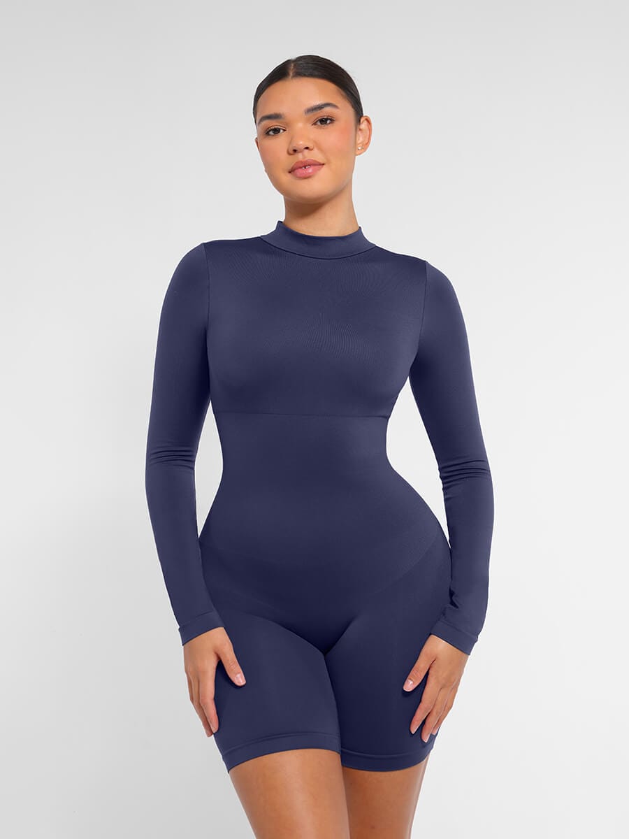Seamless Bust Support Waist Cinching Tummy Control Jumpsuit with Removable Cups