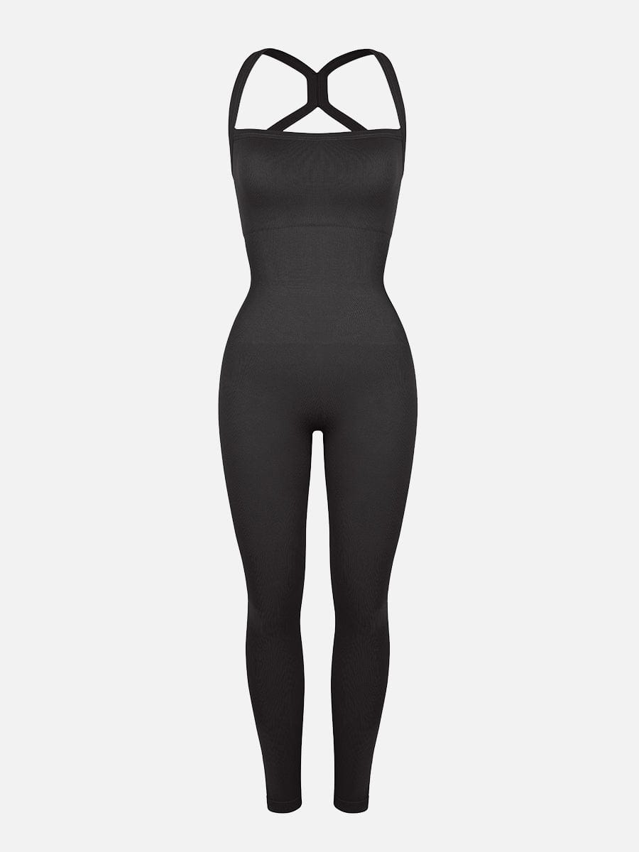 Seamless Sports Shaping 2 in 1 Waist and Tummy Control Bra-free Jumpsuit