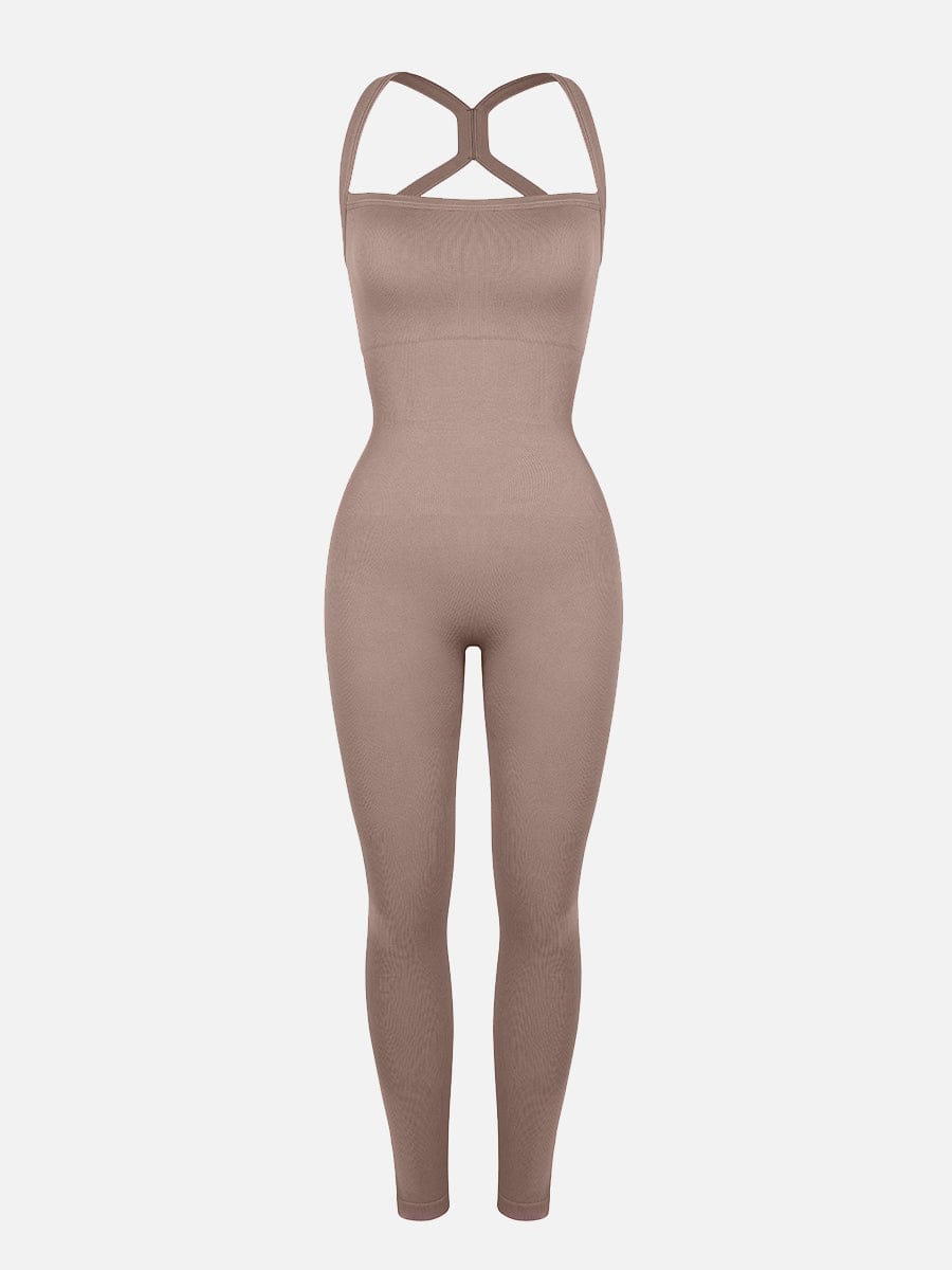 Seamless Sports Shaping 2 in 1 Waist and Tummy Control Bra-free Jumpsuit