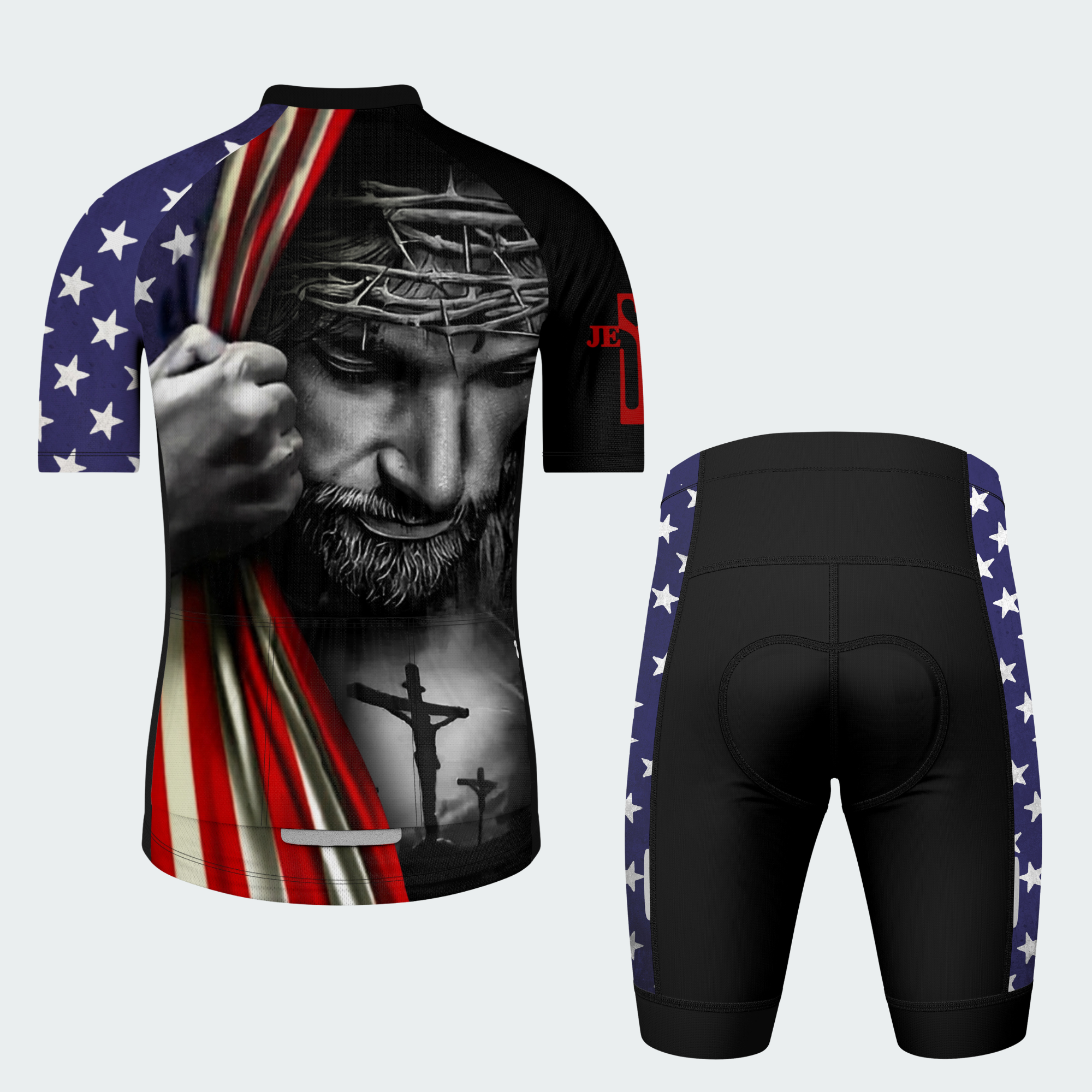 Men’s American Pride Faith and Freedom Christian Patriotic Regular Fit Cycling Kit