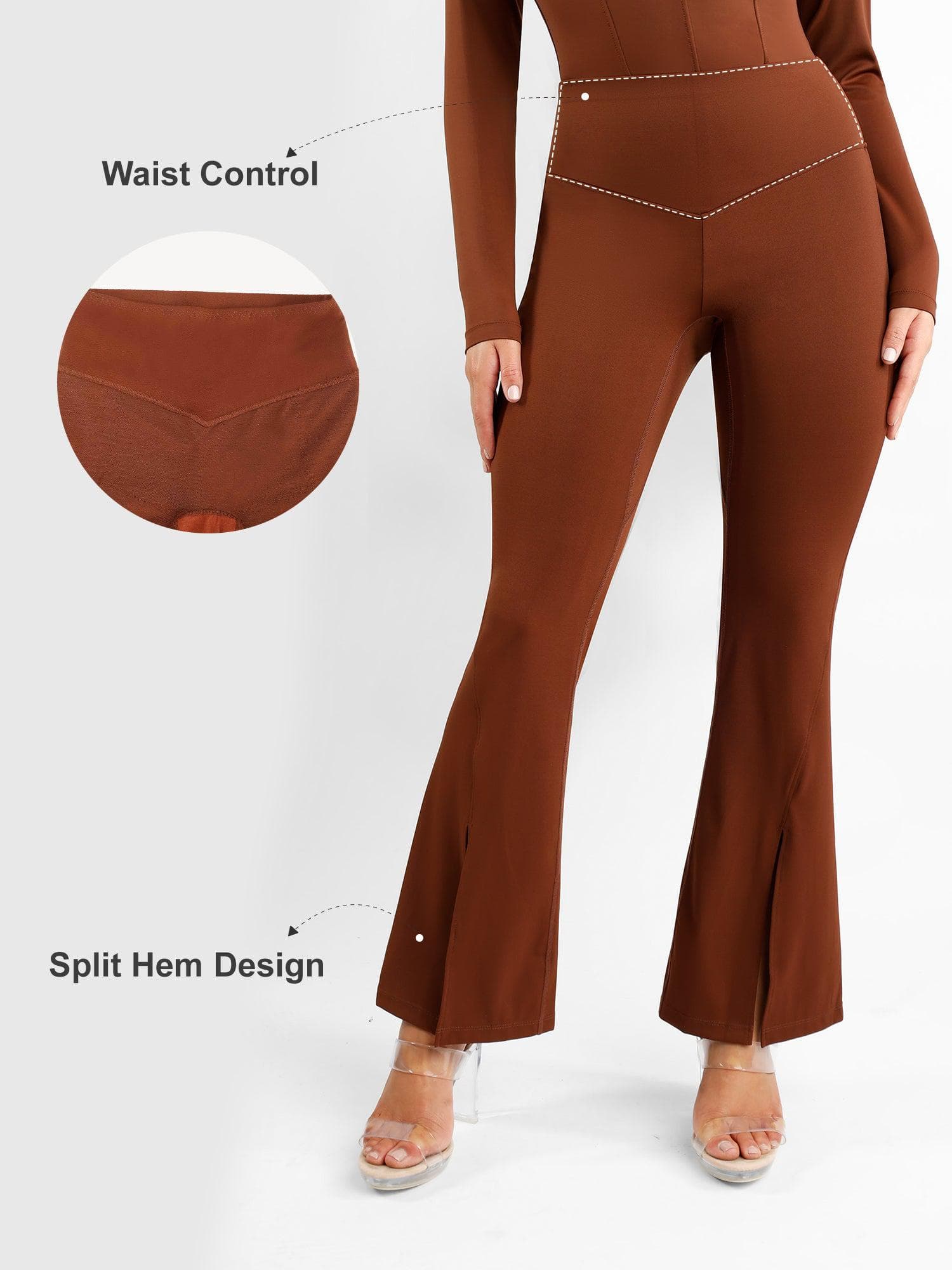 High Rise Tummy Control Split Hem Flare Shapewear Pants