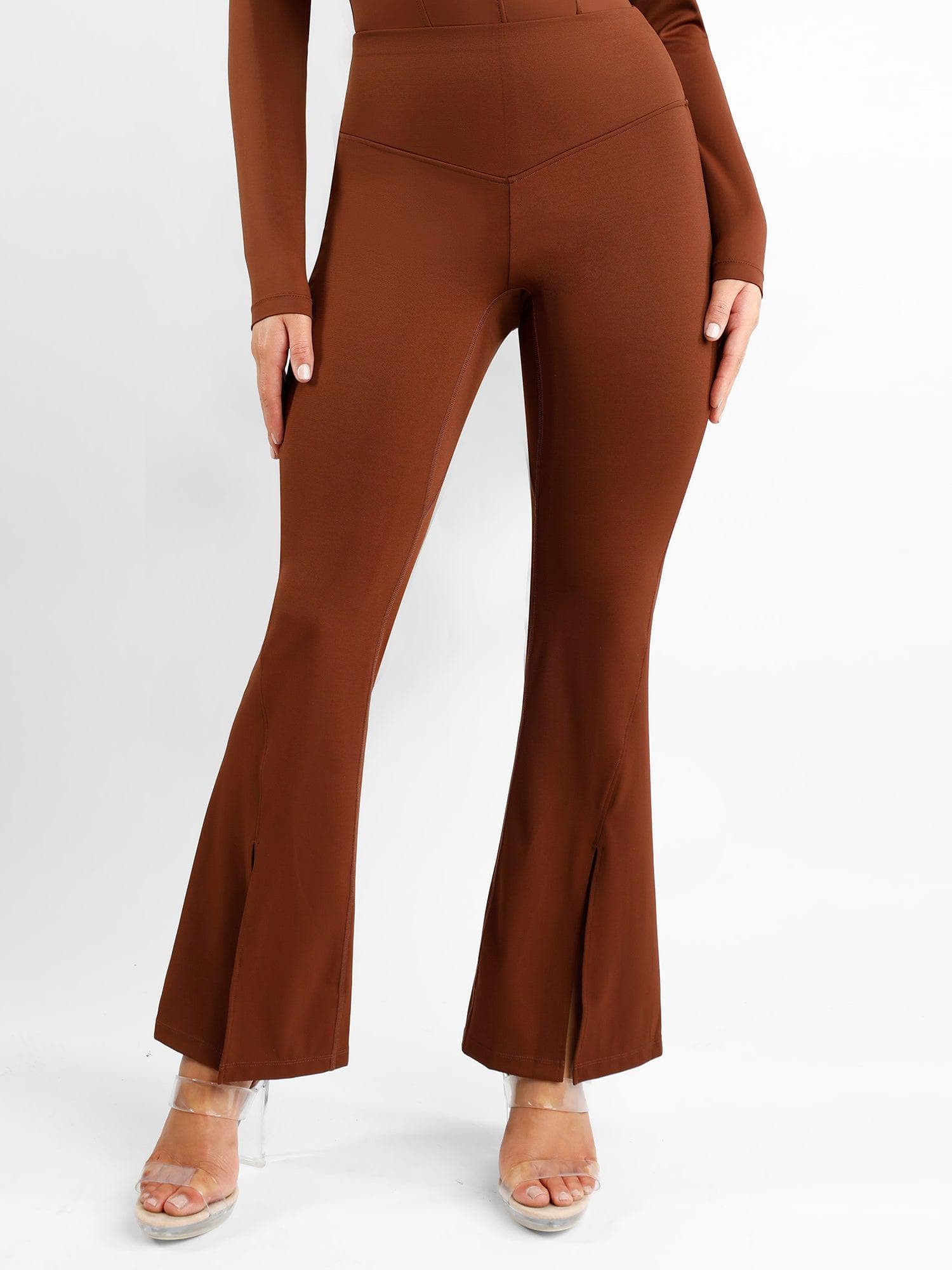 High Rise Tummy Control Split Hem Flare Shapewear Pants