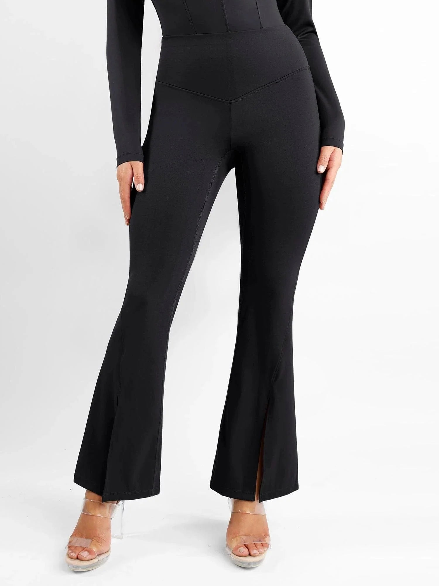 High Rise Tummy Control Split Hem Flare Shapewear Pants