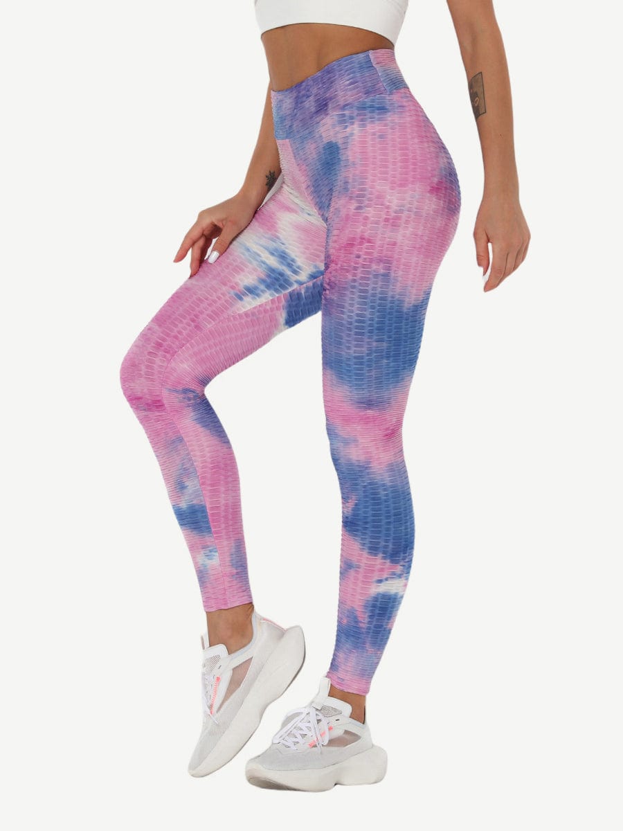 Adorable Deep Blue Tie-Dyed Yoga Leggings Ankle Length Nice Quality