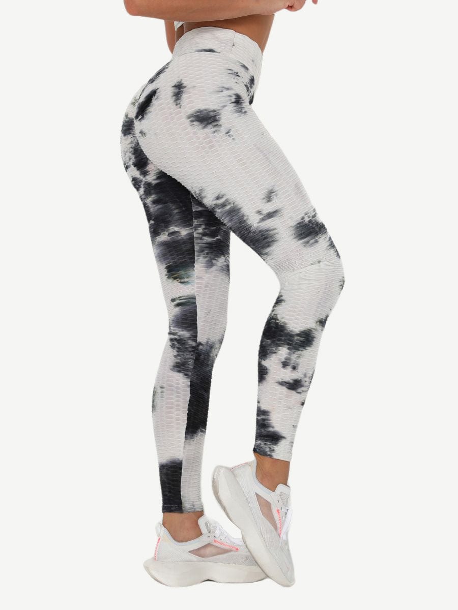 Adorable Deep Blue Tie-Dyed Yoga Leggings Ankle Length Nice Quality