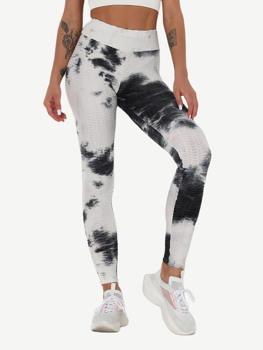 Adorable Deep Blue Tie-Dyed Yoga Leggings Ankle Length Nice Quality