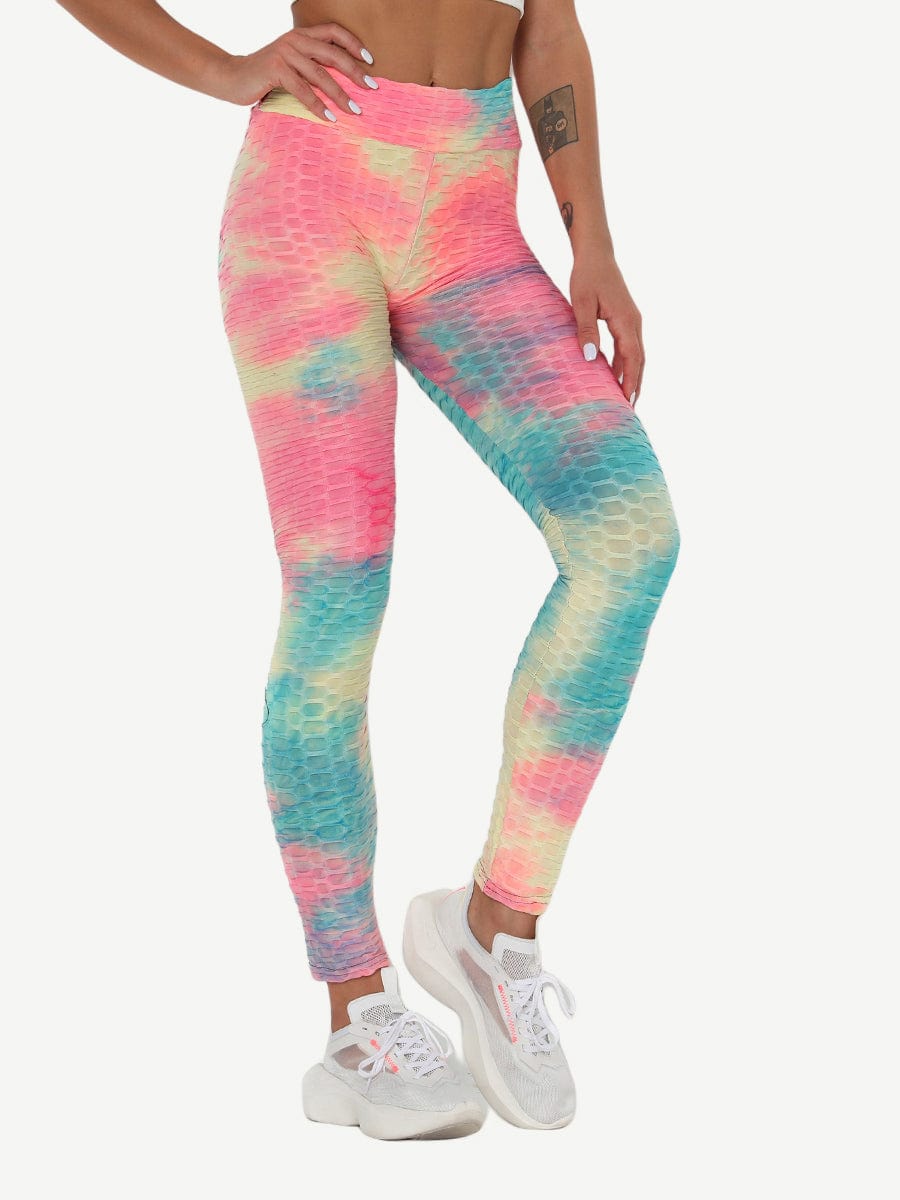 Adorable Deep Blue Tie-Dyed Yoga Leggings Ankle Length Nice Quality