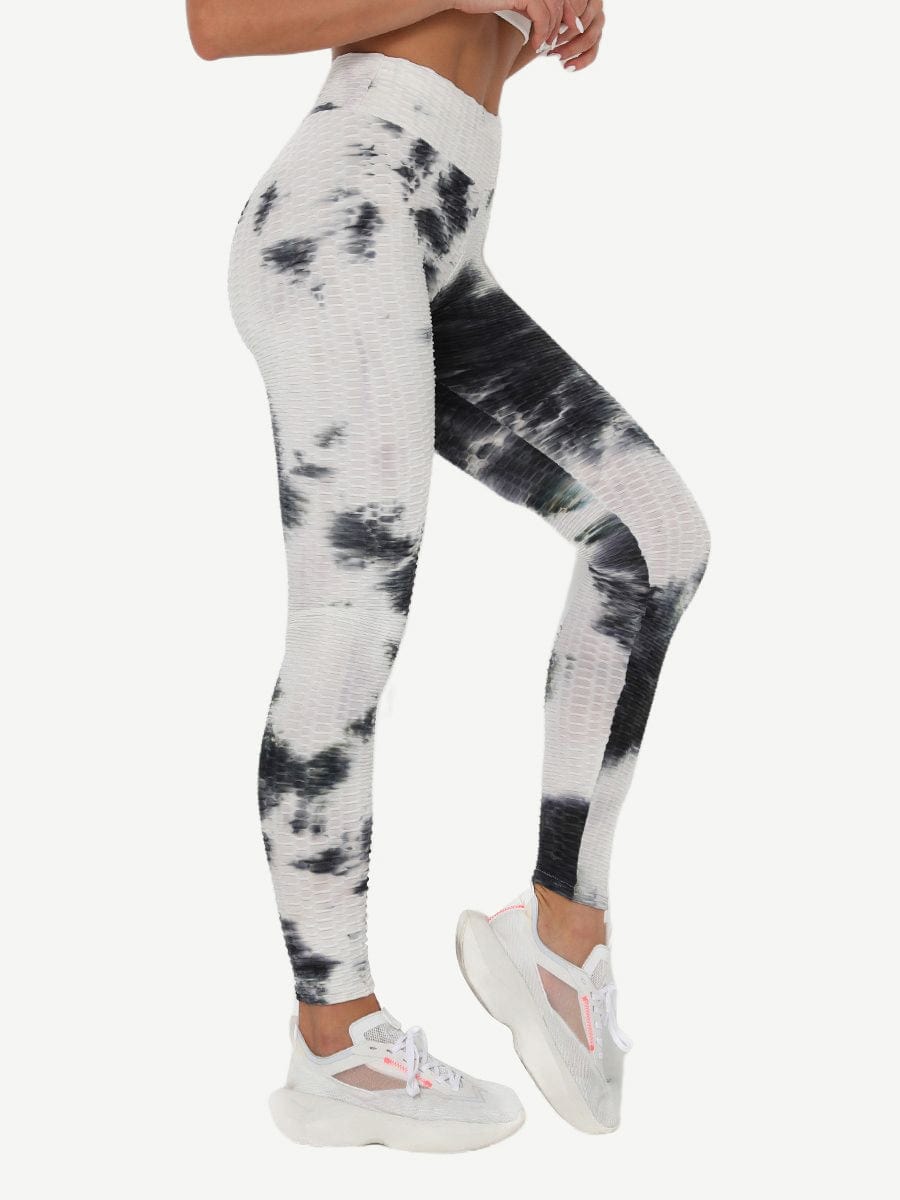 Adorable Deep Blue Tie-Dyed Yoga Leggings Ankle Length Nice Quality