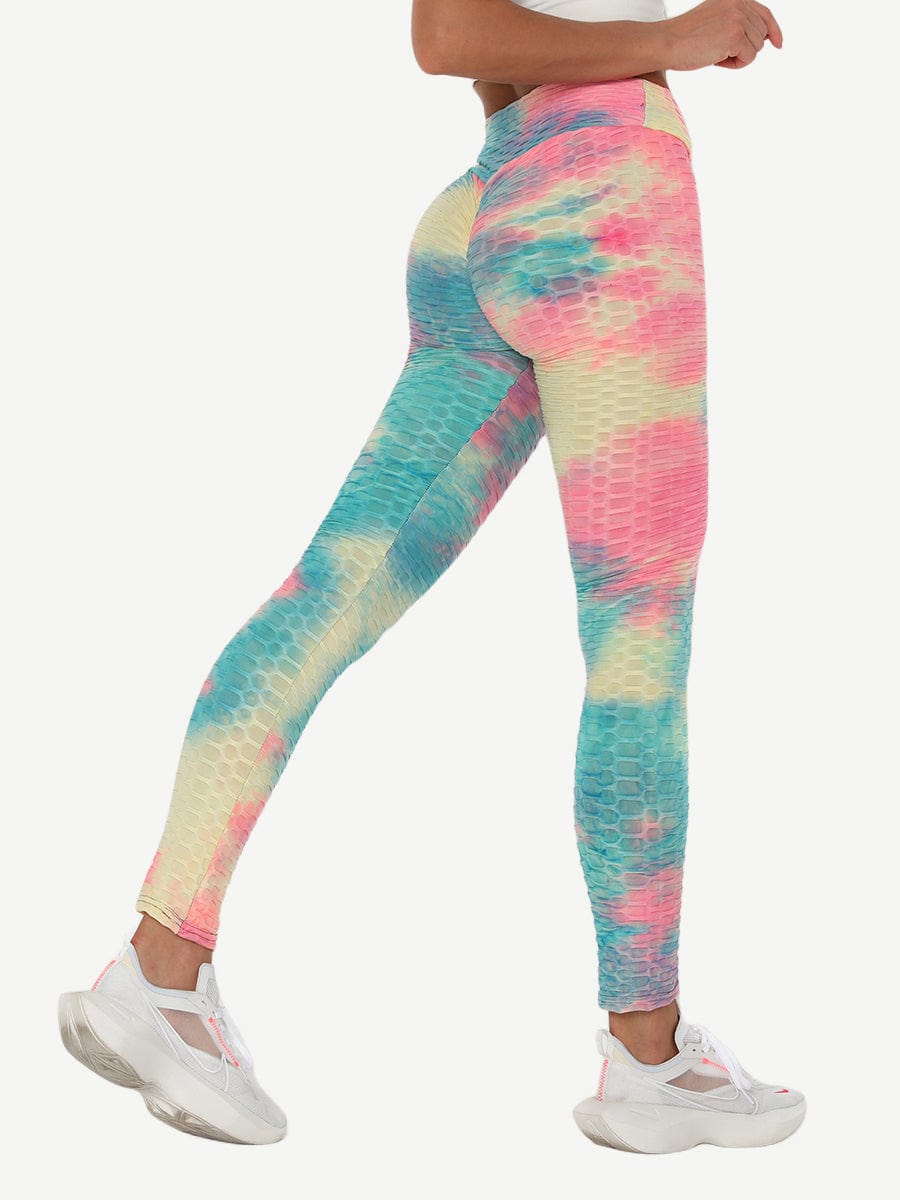 Adorable Deep Blue Tie-Dyed Yoga Leggings Ankle Length Nice Quality