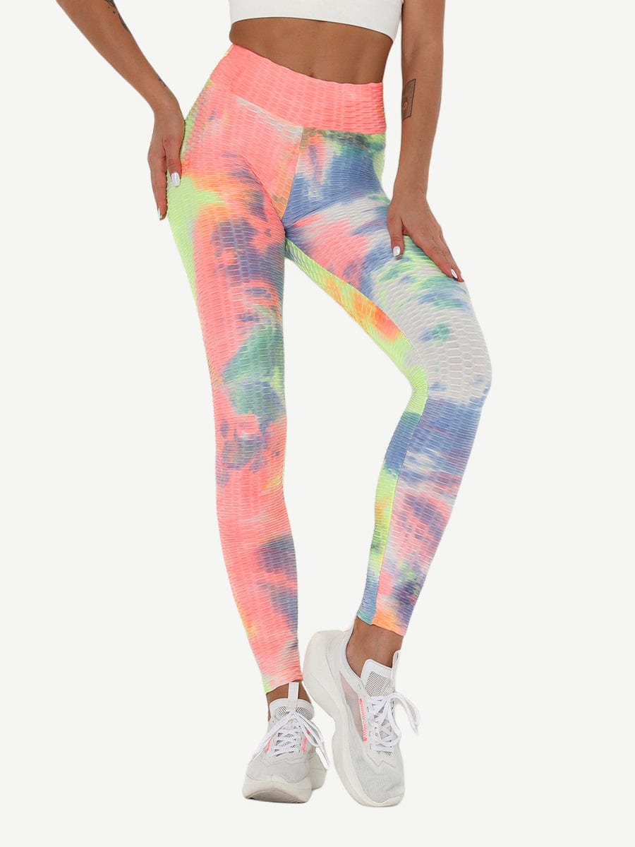 Adorable Deep Blue Tie-Dyed Yoga Leggings Ankle Length Nice Quality