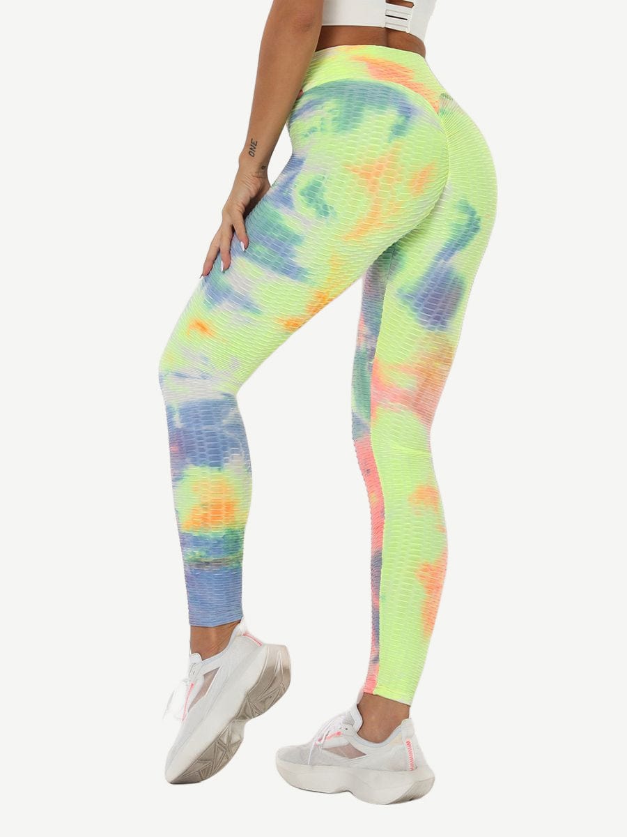 Adorable Deep Blue Tie-Dyed Yoga Leggings Ankle Length Nice Quality