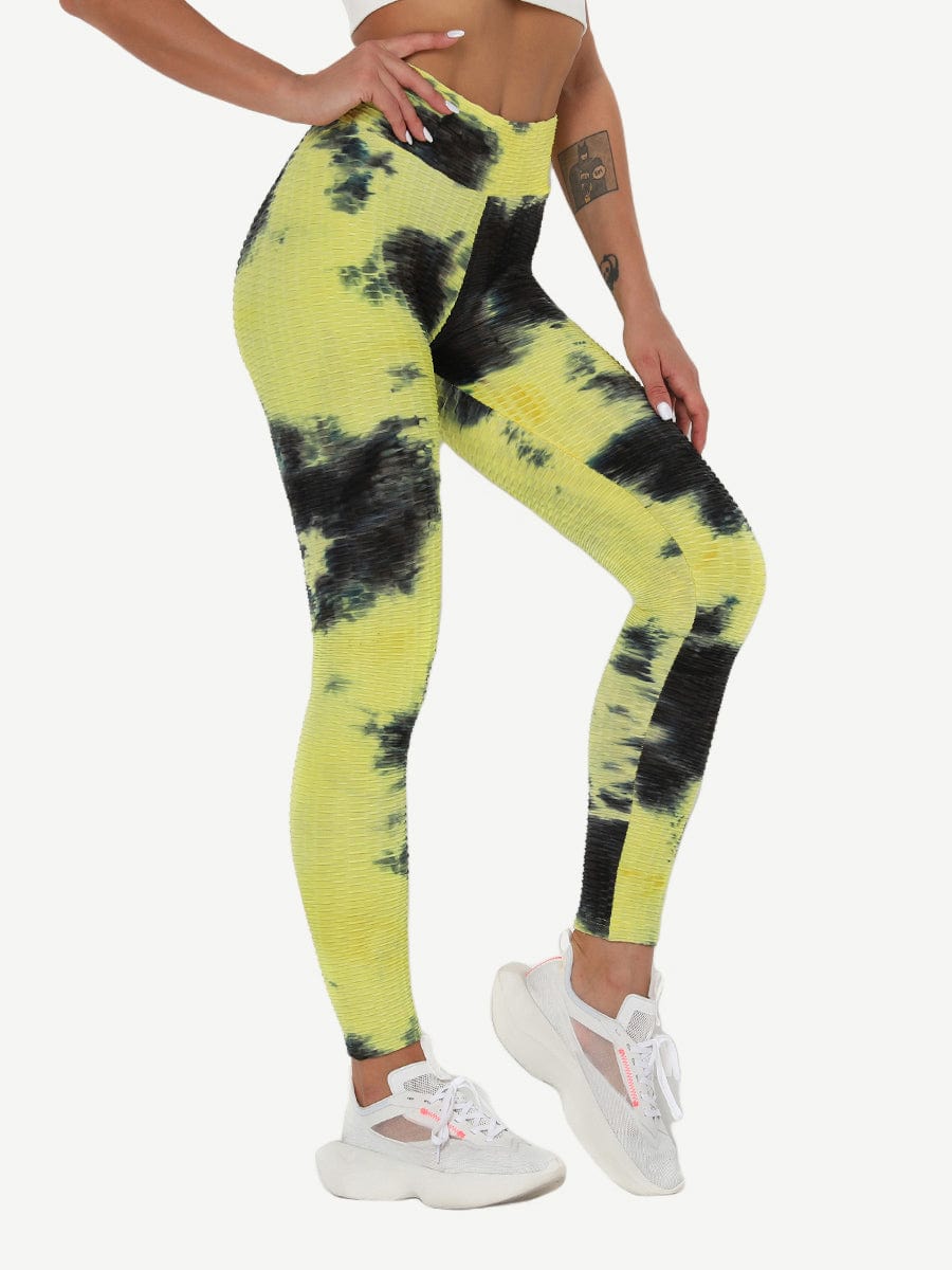 Adorable Deep Blue Tie-Dyed Yoga Leggings Ankle Length Nice Quality