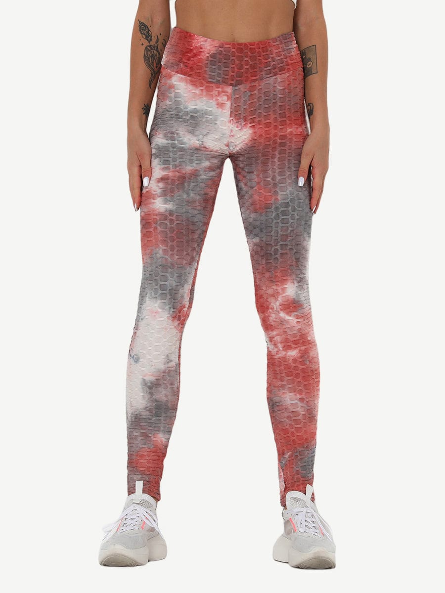 Adorable Deep Blue Tie-Dyed Yoga Leggings Ankle Length Nice Quality