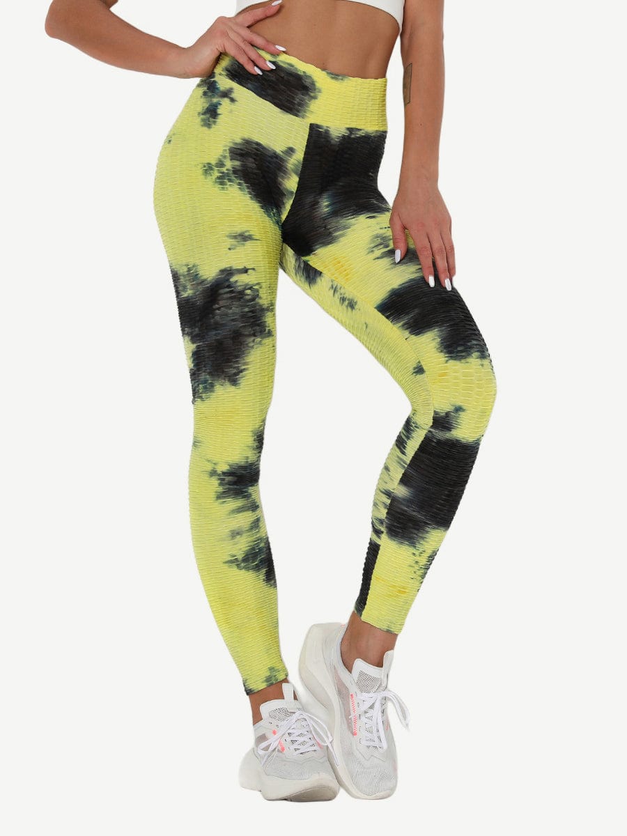 Adorable Deep Blue Tie-Dyed Yoga Leggings Ankle Length Nice Quality