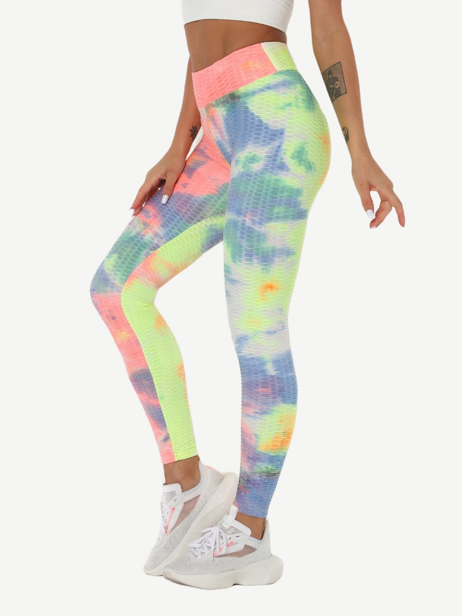Adorable Deep Blue Tie-Dyed Yoga Leggings Ankle Length Nice Quality