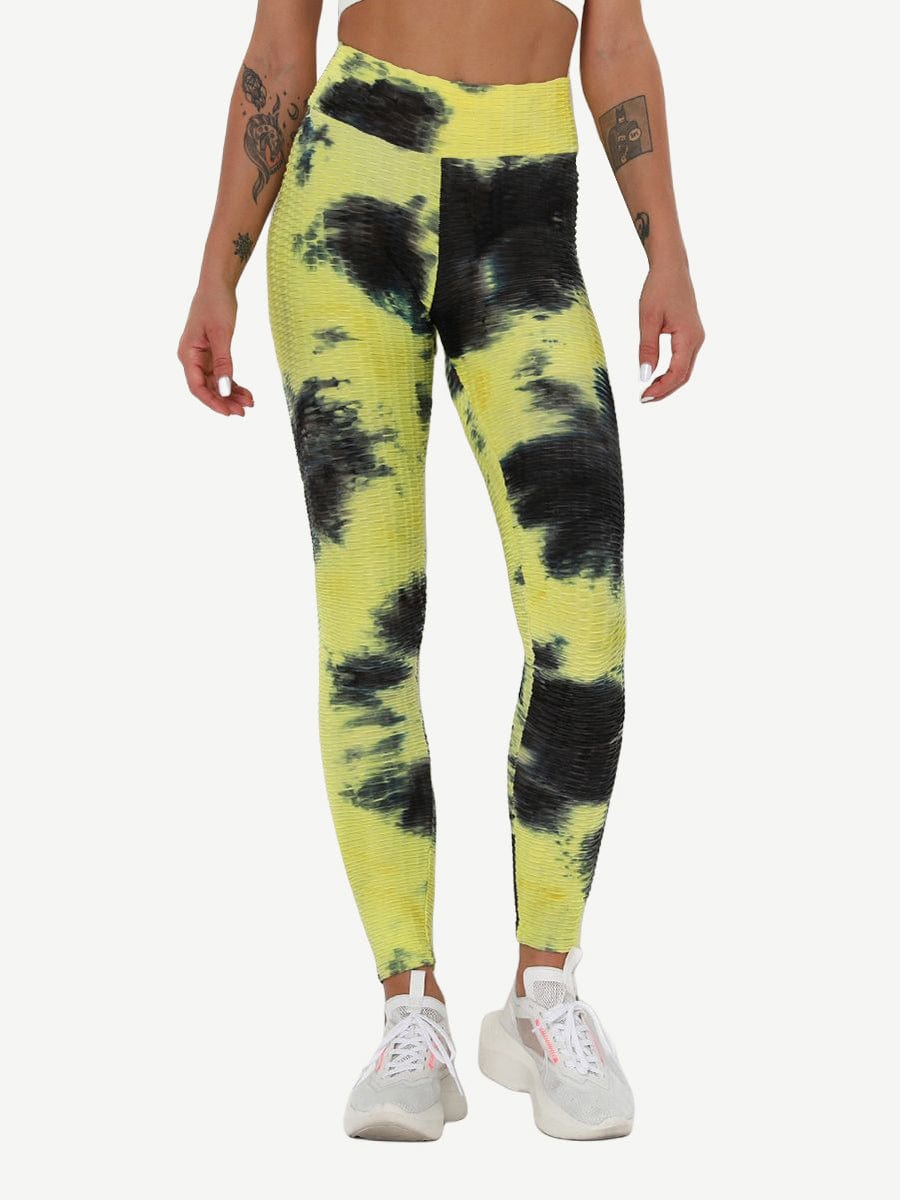 Adorable Deep Blue Tie-Dyed Yoga Leggings Ankle Length Nice Quality