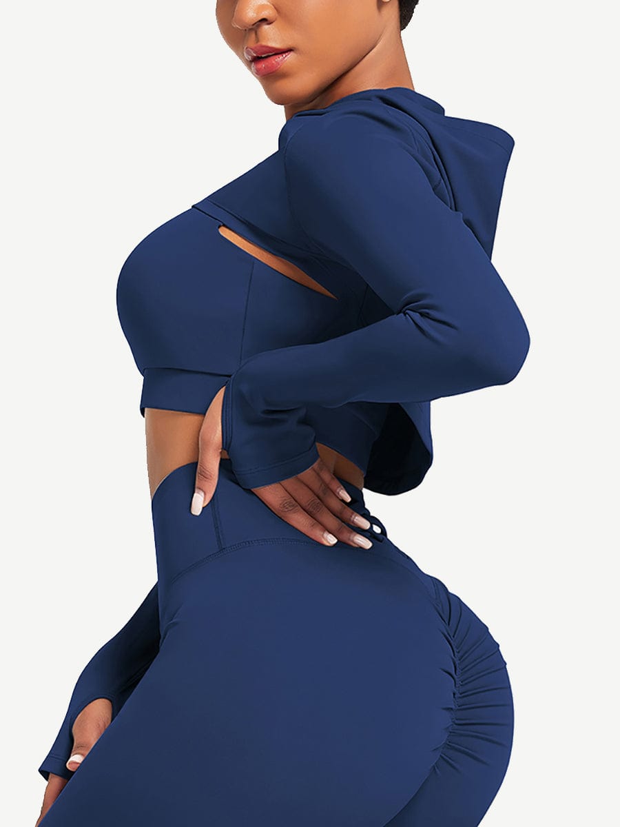 Hooded Neck Detachable Cups Crop Top For Runner