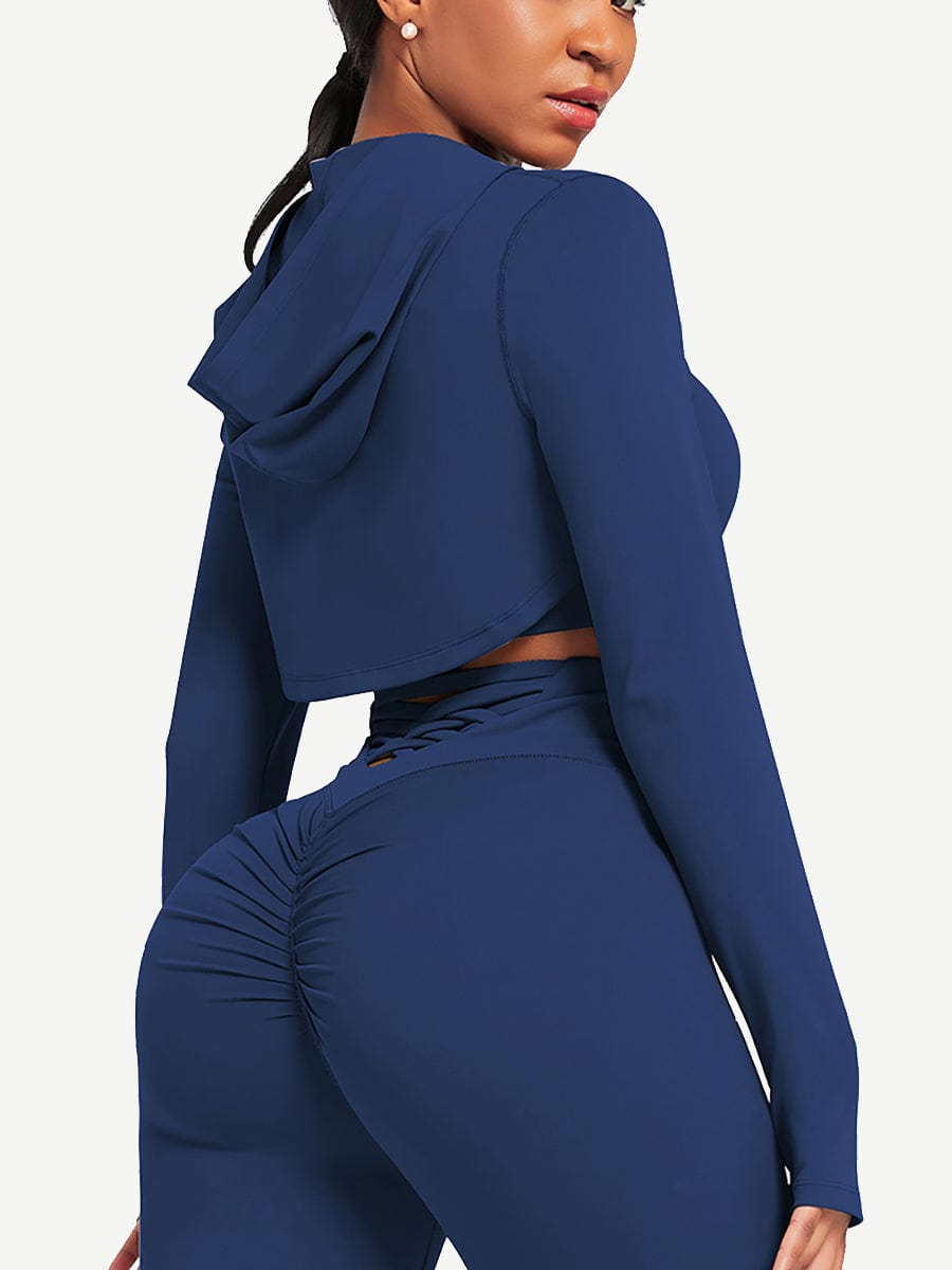 Hooded Neck Detachable Cups Crop Top For Runner