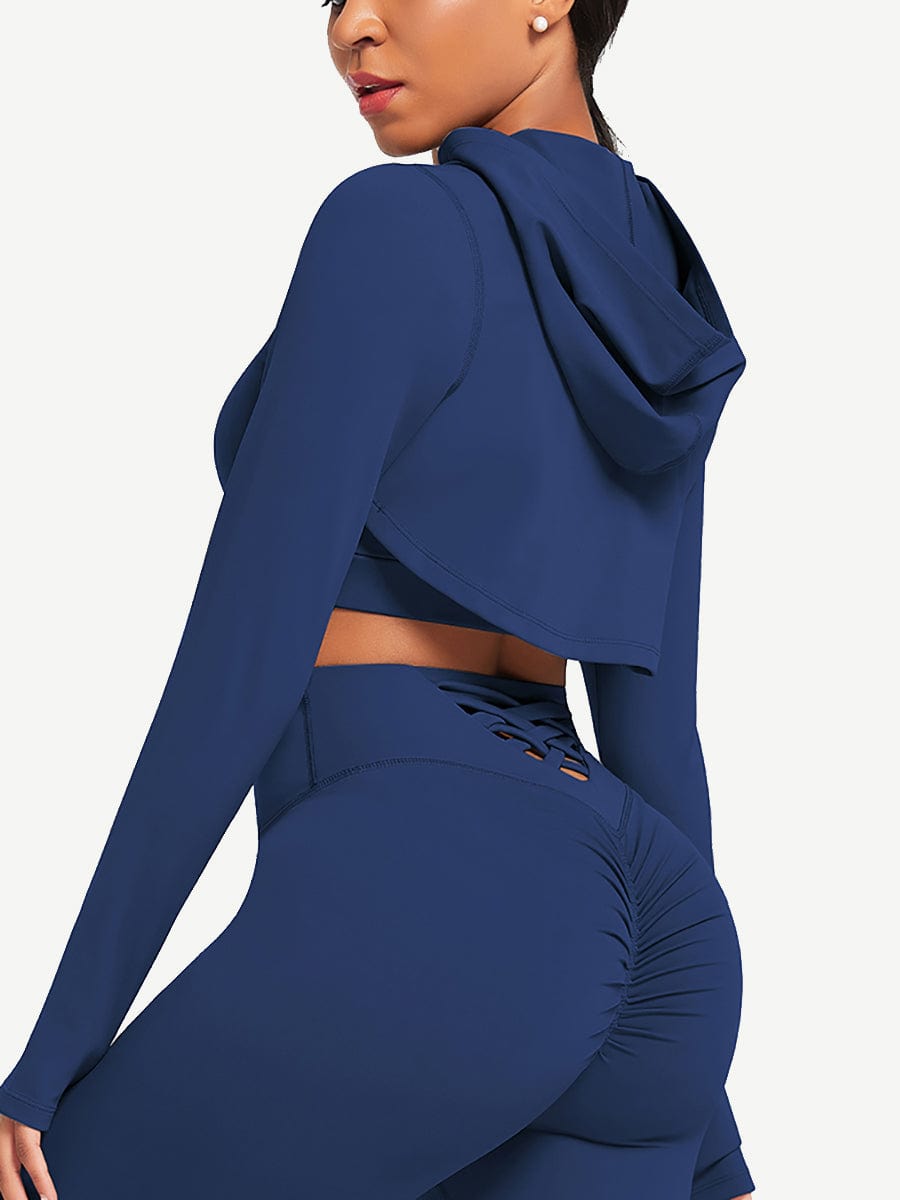 Hooded Neck Detachable Cups Crop Top For Runner