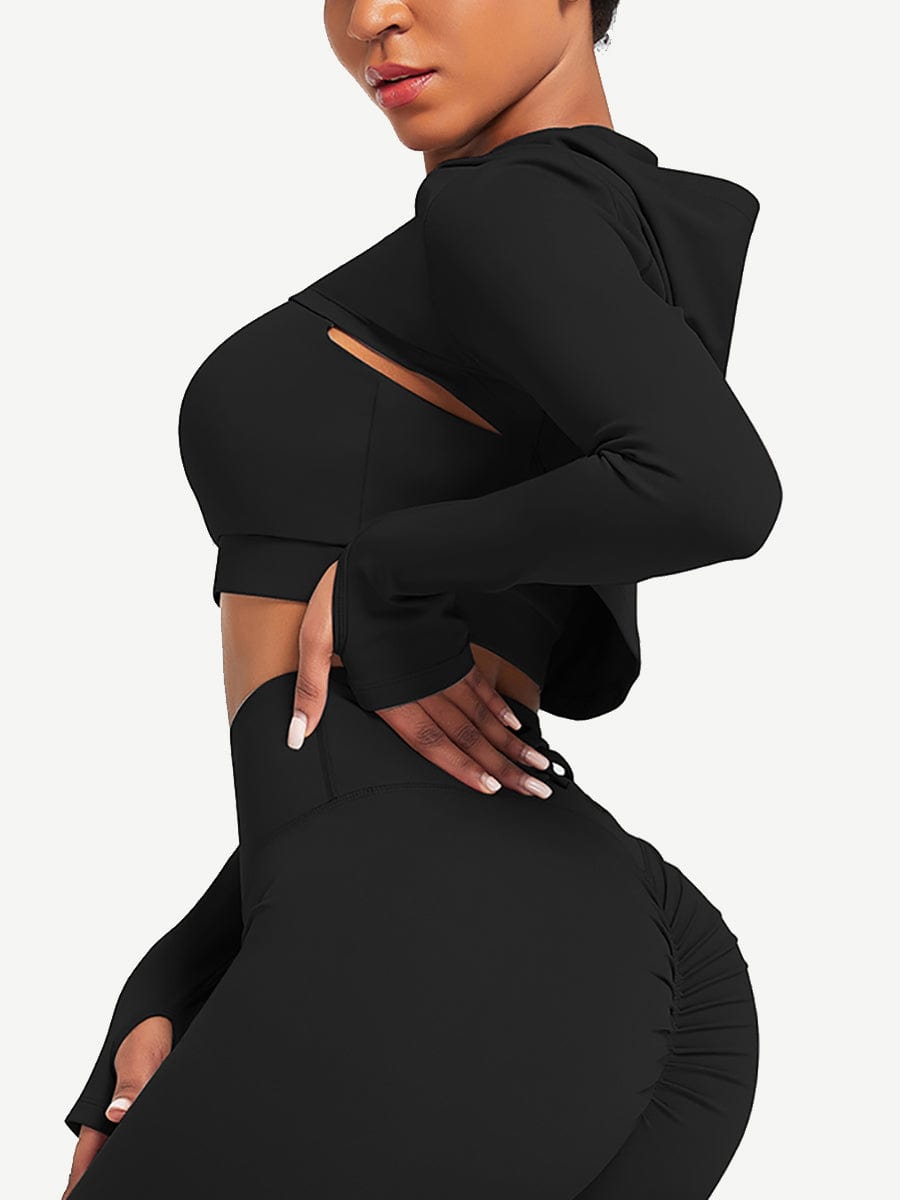 Hooded Neck Detachable Cups Crop Top For Runner