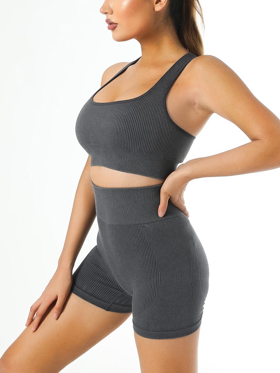 Fashion Washed Denim Gym Fitness Workout Yoga Shorts