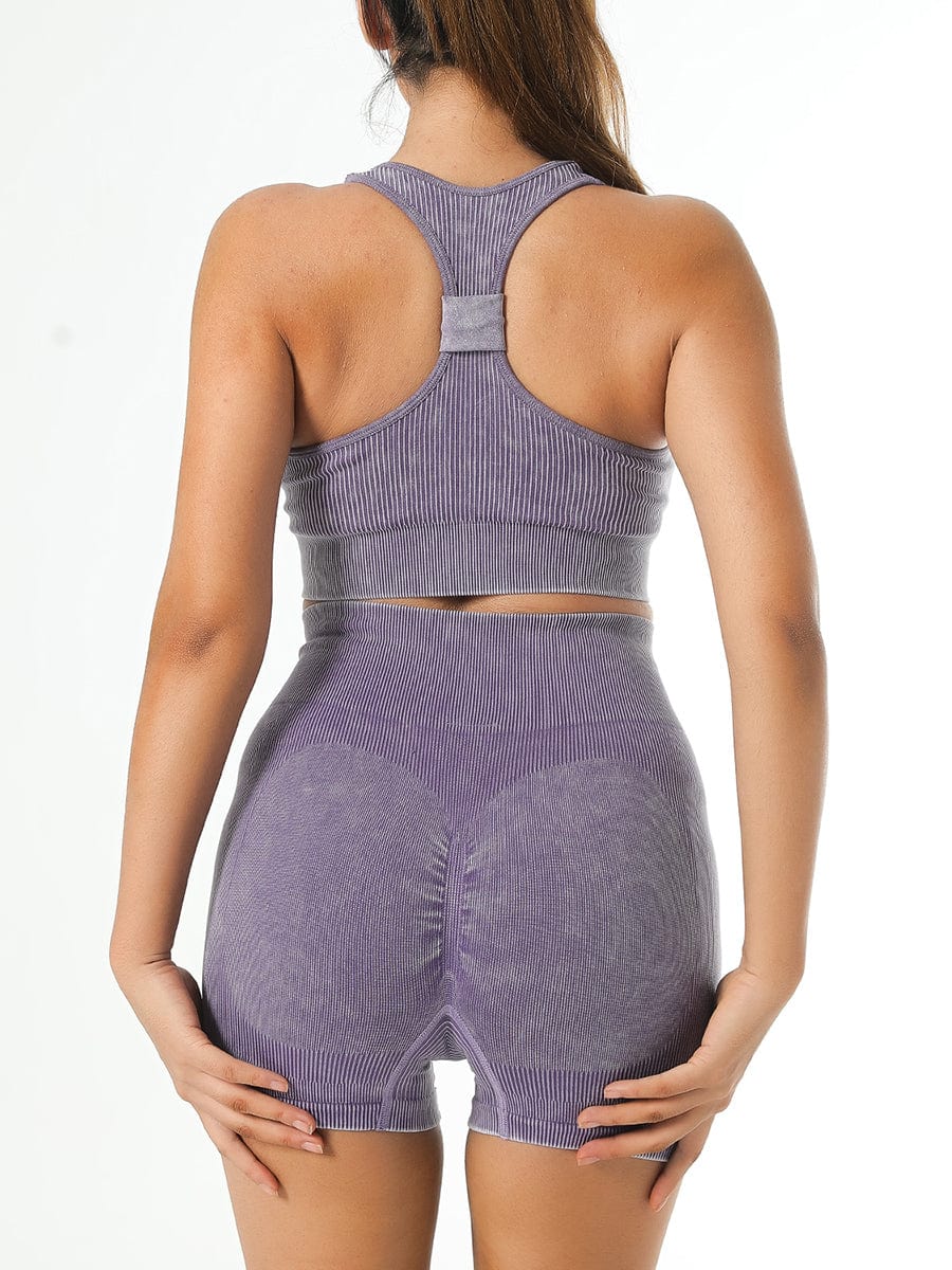 Fashion Washed Denim Gym Fitness Workout Yoga Shorts