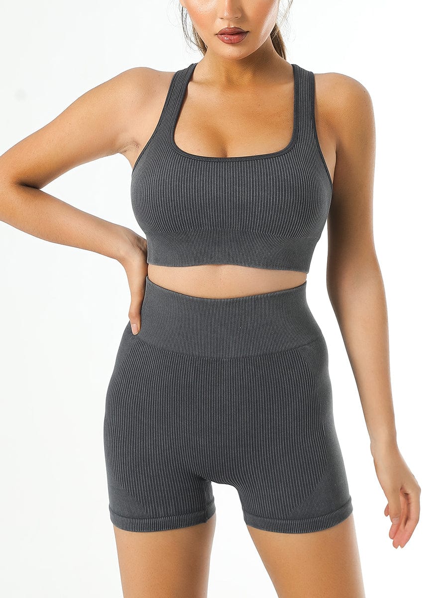 Fashion Washed Denim Gym Fitness Workout Yoga Shorts