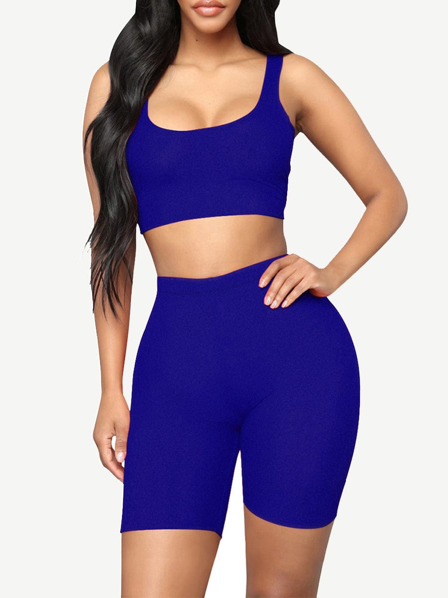 Gymnastic Cropped Sports Shorts Suit High Waist Mid Support