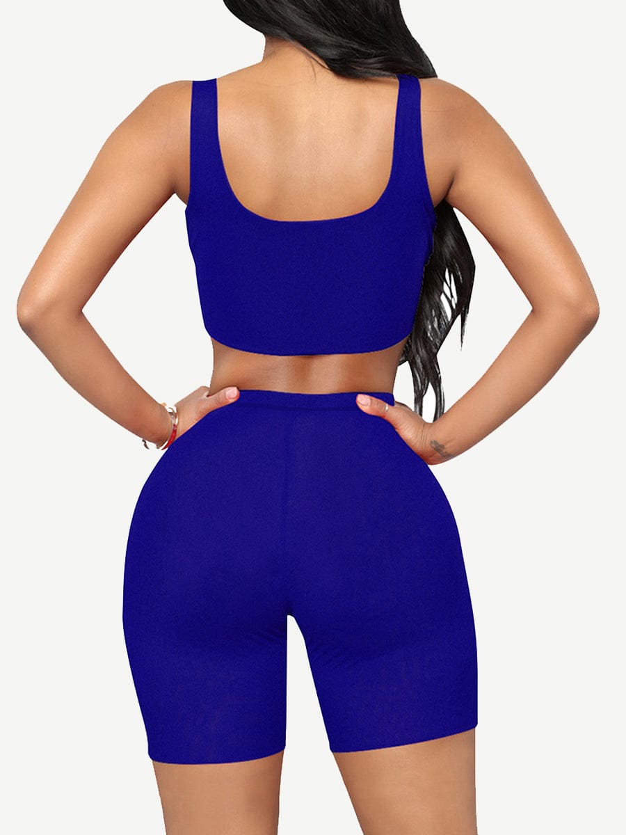 Gymnastic Cropped Sports Shorts Suit High Waist Mid Support