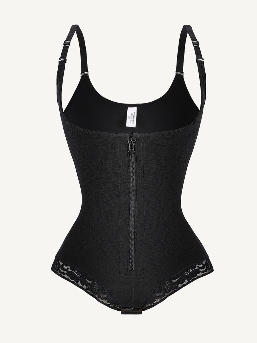 U-shaped Bust Lifting Front Zipper Lace Shapewear