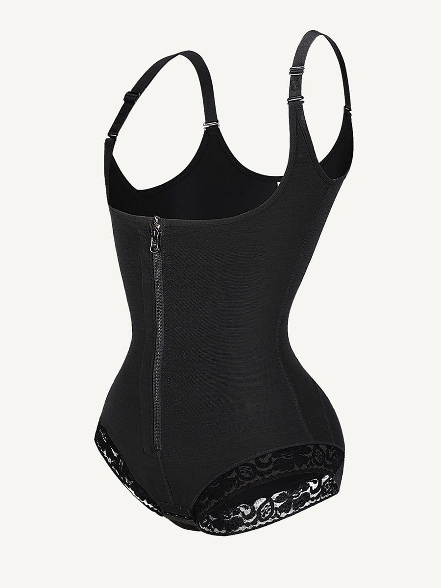 U-shaped Bust Lifting Front Zipper Lace Shapewear