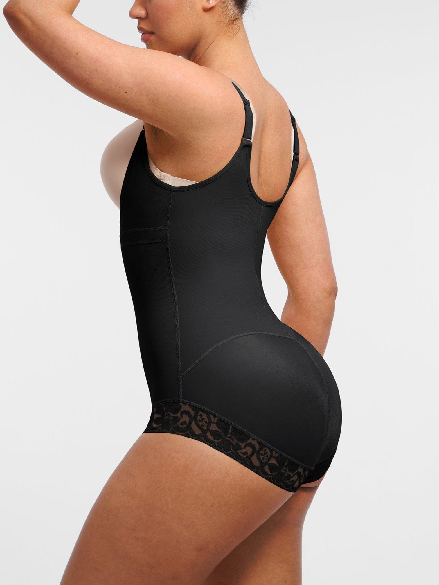 U-shaped Bust Lifting Front Zipper Lace Shapewear