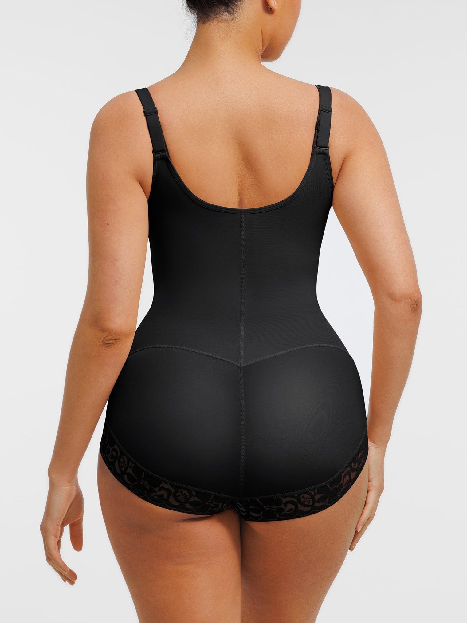 U-shaped Bust Lifting Front Zipper Lace Shapewear