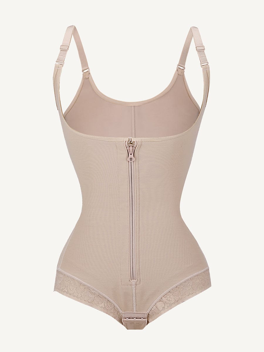 U-shaped Bust Lifting Front Zipper Lace Shapewear