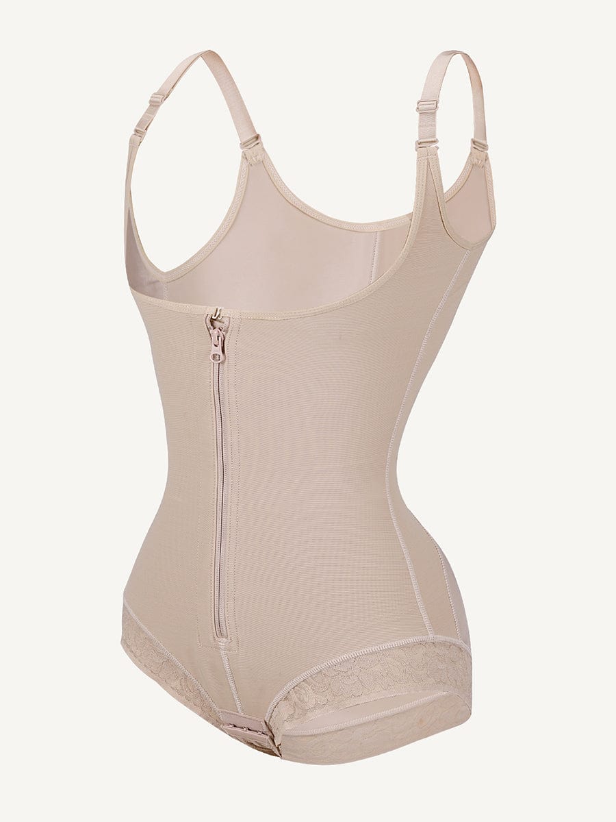 U-shaped Bust Lifting Front Zipper Lace Shapewear