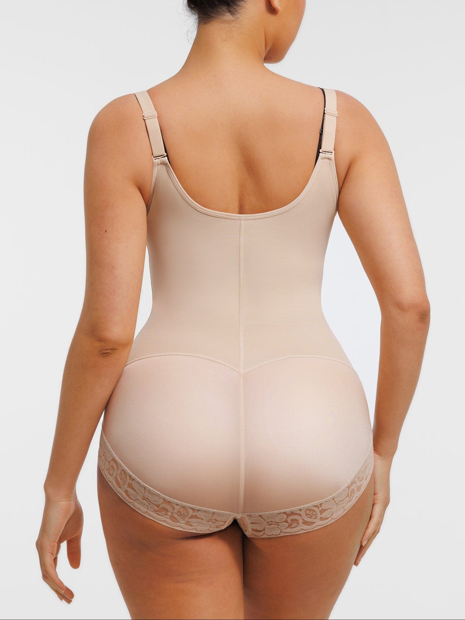 U-shaped Bust Lifting Front Zipper Lace Shapewear