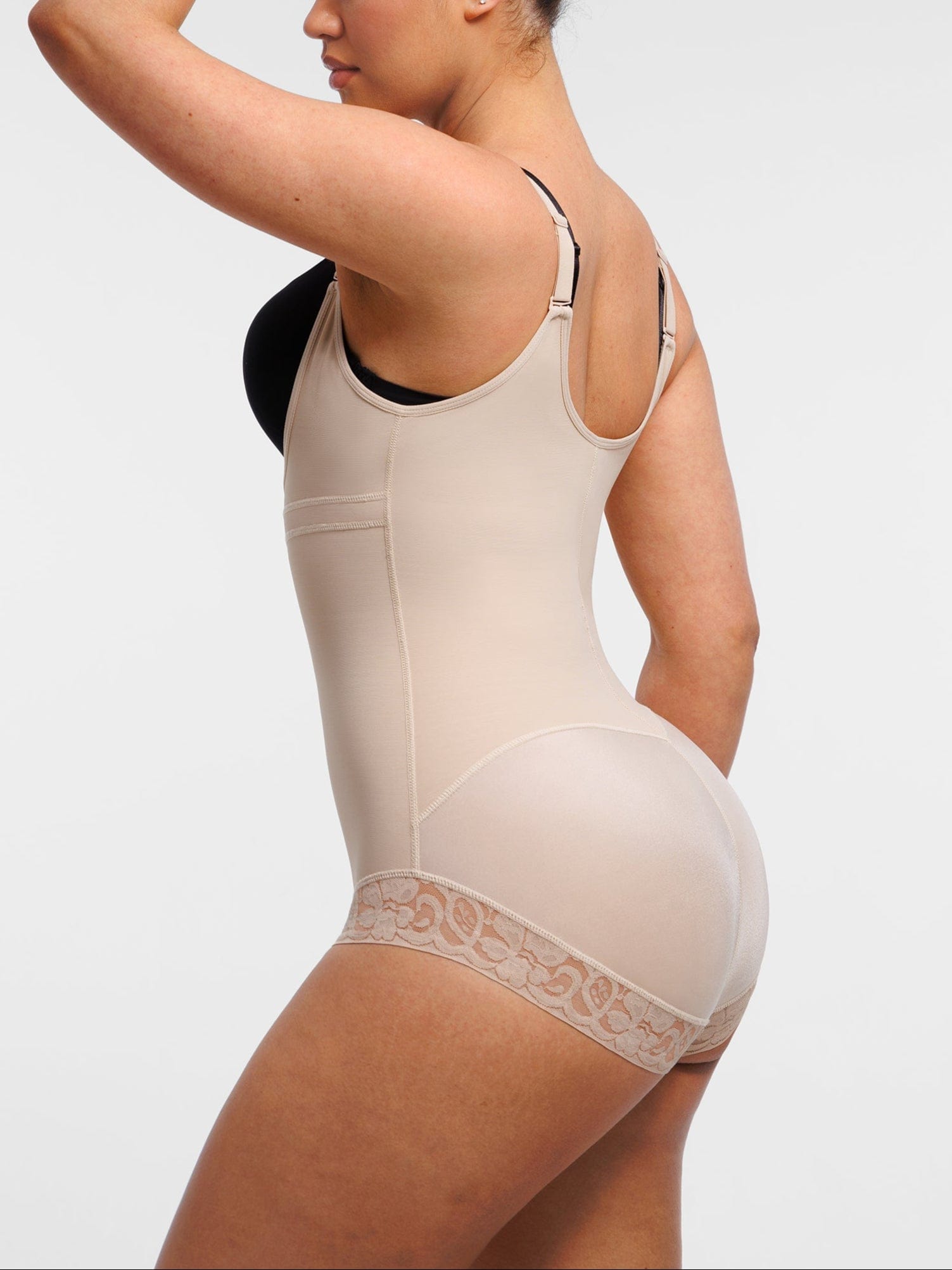 U-shaped Bust Lifting Front Zipper Lace Shapewear