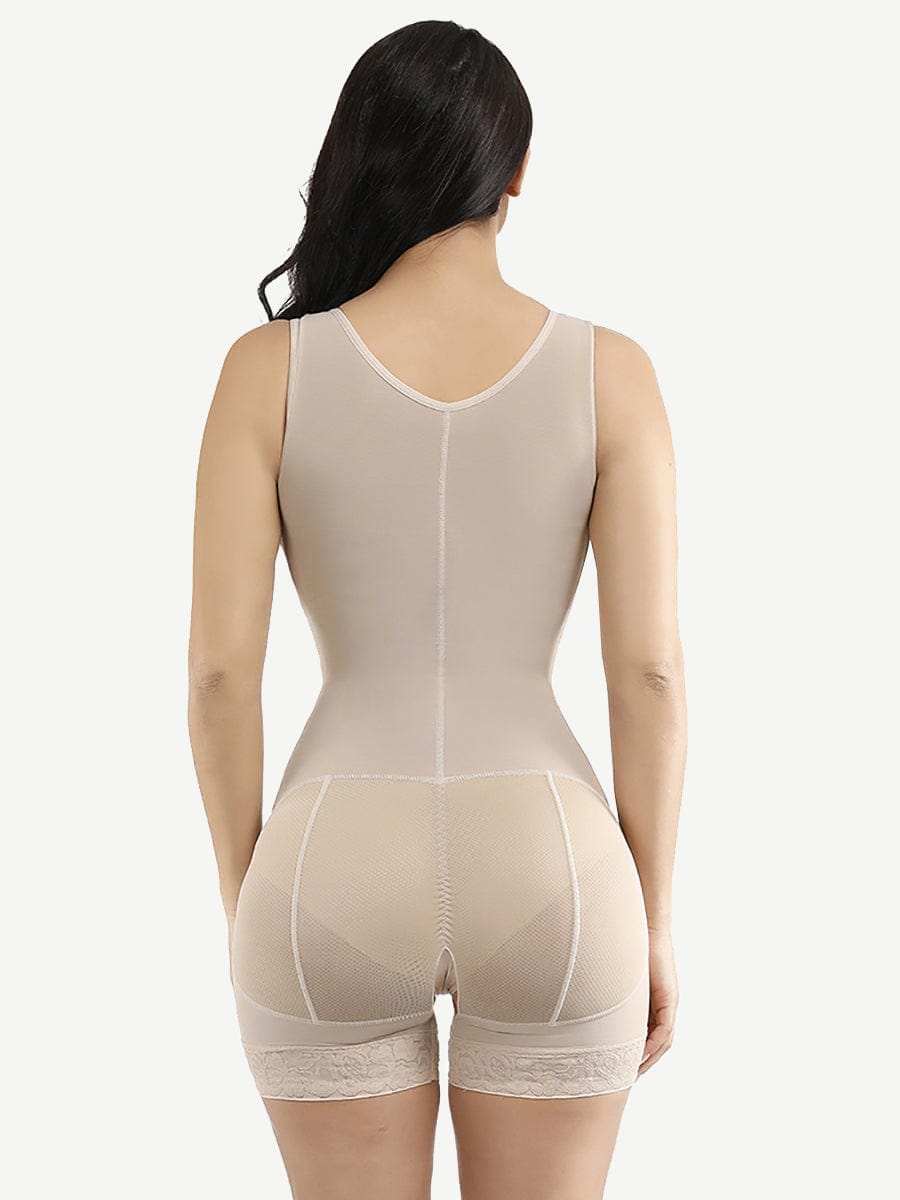Lace Hooks U Neck Plus Size Glue Crotchless Slimming Body Shaper