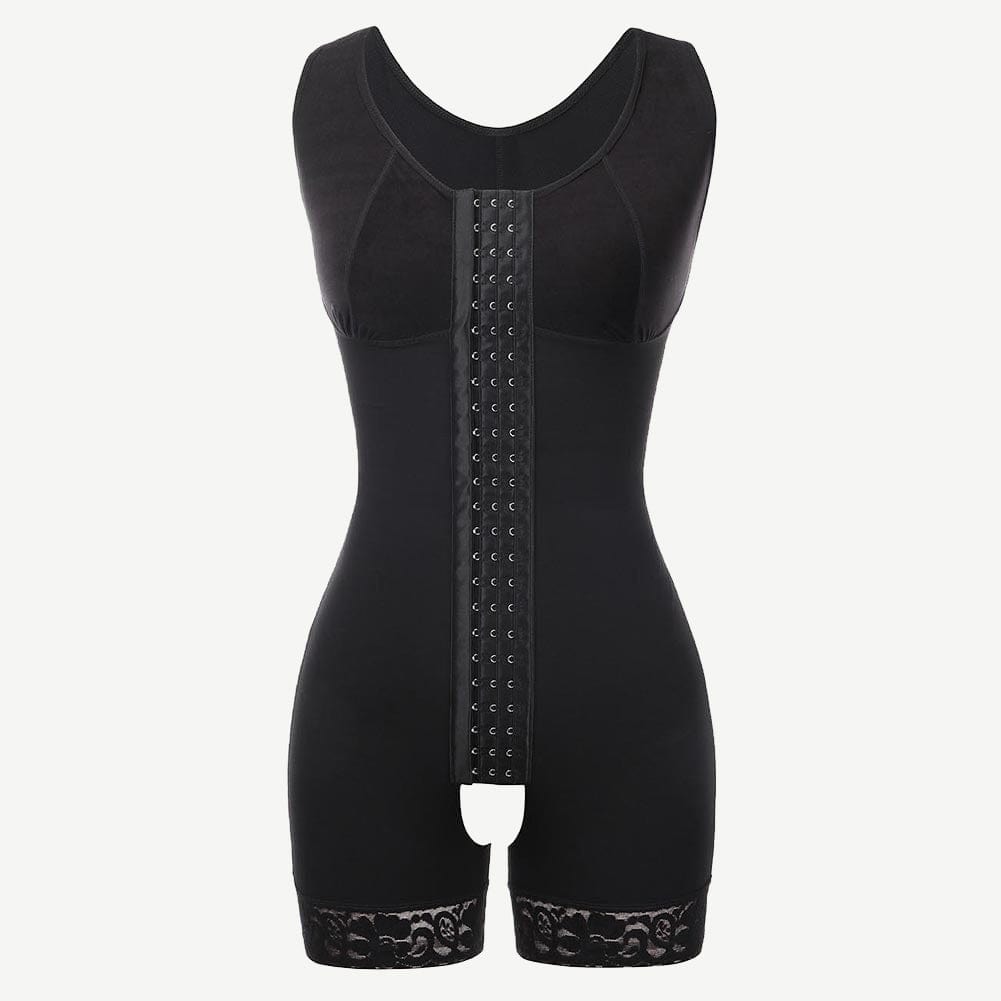 Lace Hooks U Neck Plus Size Glue Crotchless Slimming Body Shaper