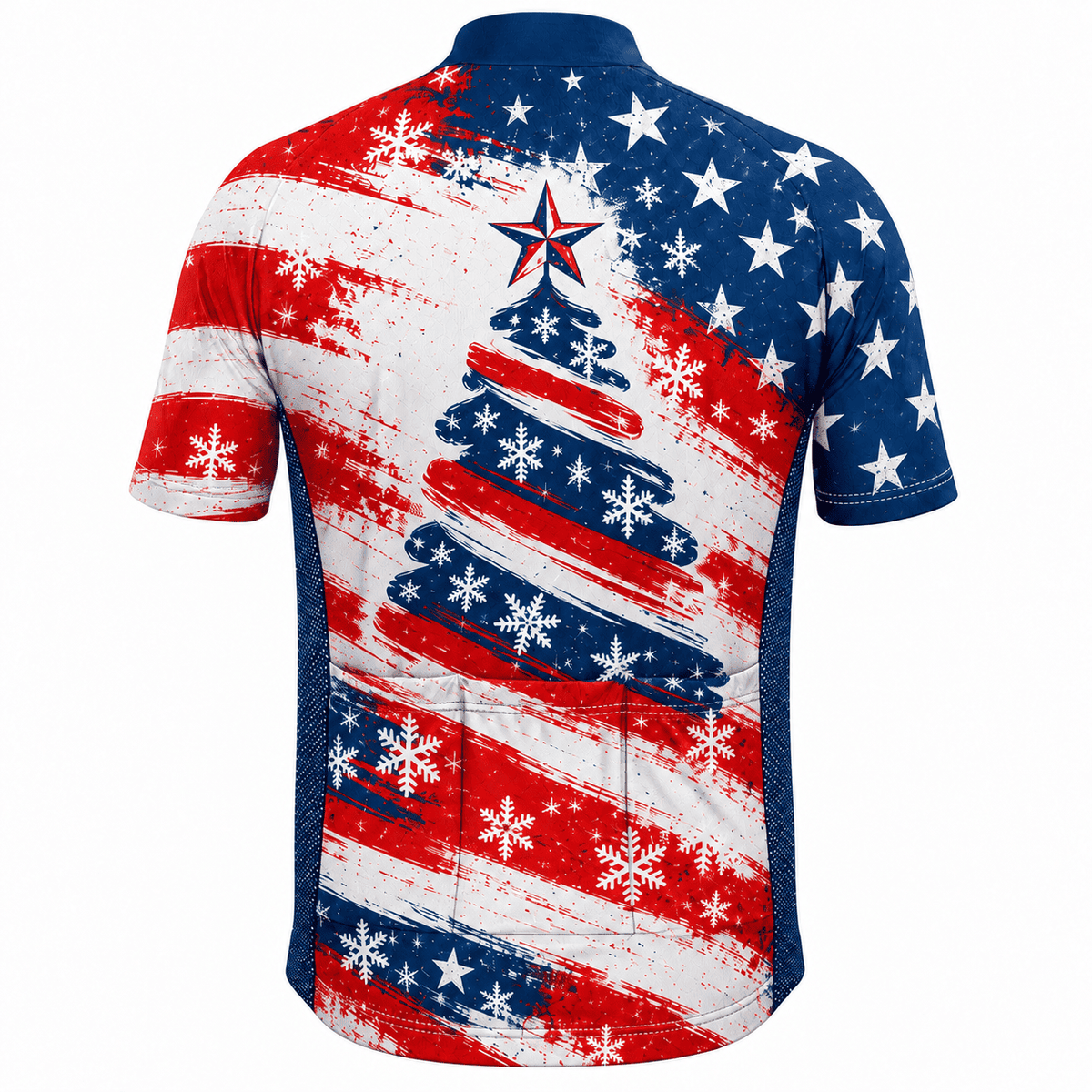 Stars & Stripes Christmas Tree Cycling Jersey & Kit Back Short Sleeve Jersey