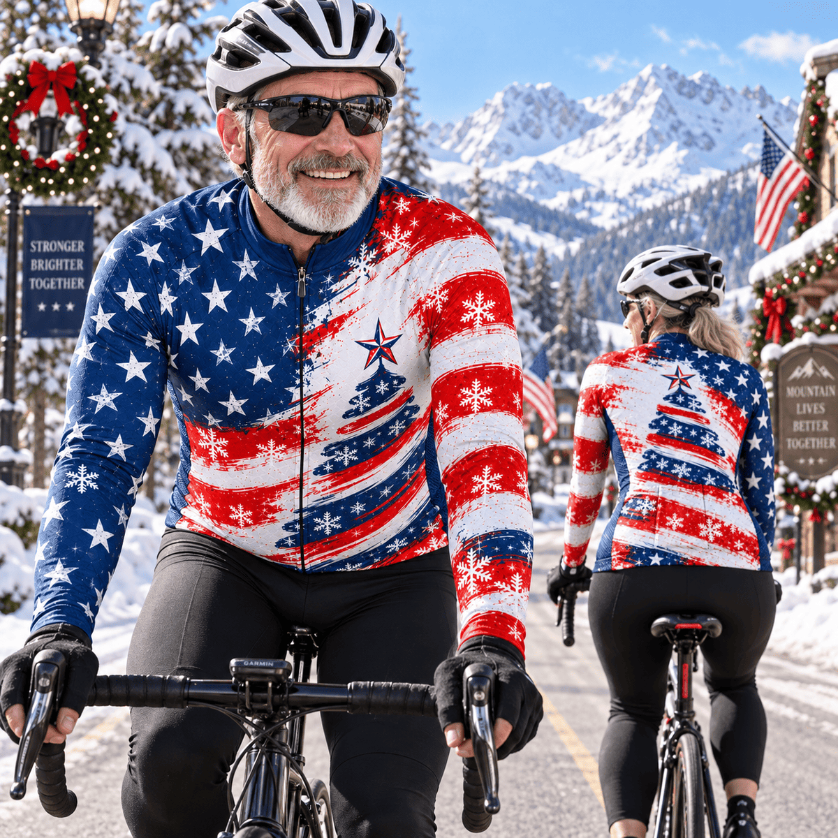 Stars & Stripes Christmas Tree Cycling Jersey & Kit Rider Lifestyle