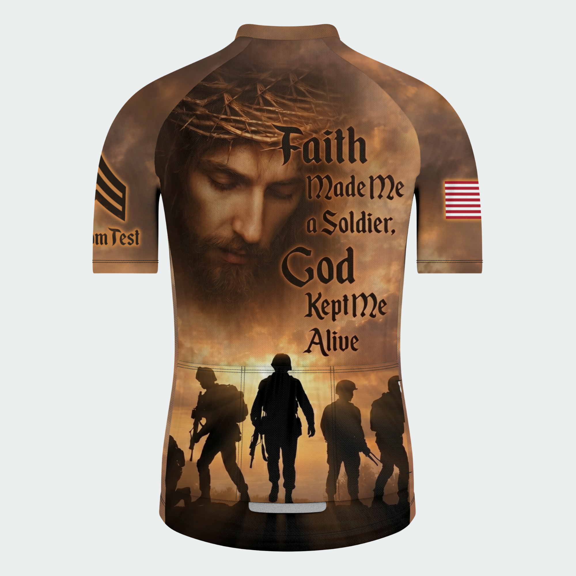 Men’s American Pride Faith Made Me a Soldier Custom Military Regular Fit Cycling Jersey