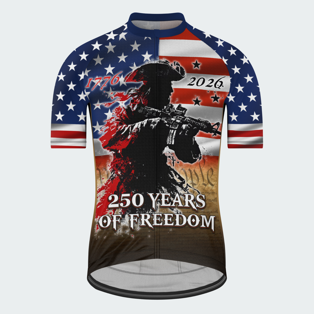 Men’s American Pride 250 Years of Freedom Soldier Patriotic Regular Fit Cycling Jersey
