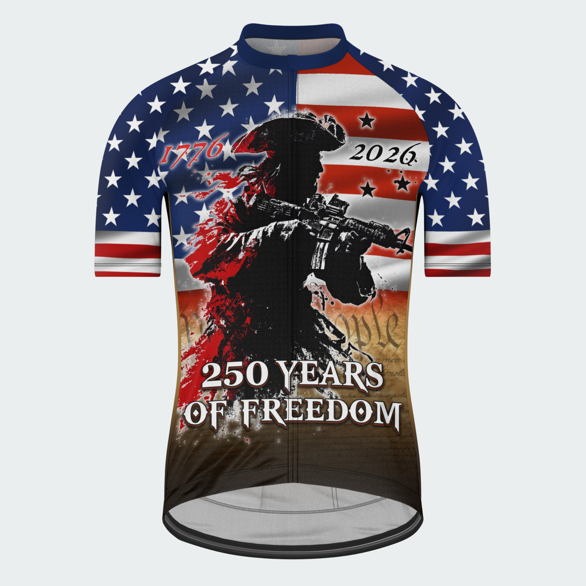 Men’s American Pride 250 Years of Freedom Soldier Patriotic Regular Fit Cycling Jersey