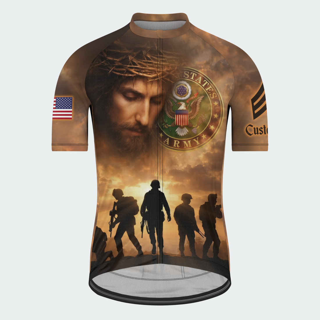Men’s American Pride Faith Made Me a Soldier Custom Military Regular Fit Cycling Jersey