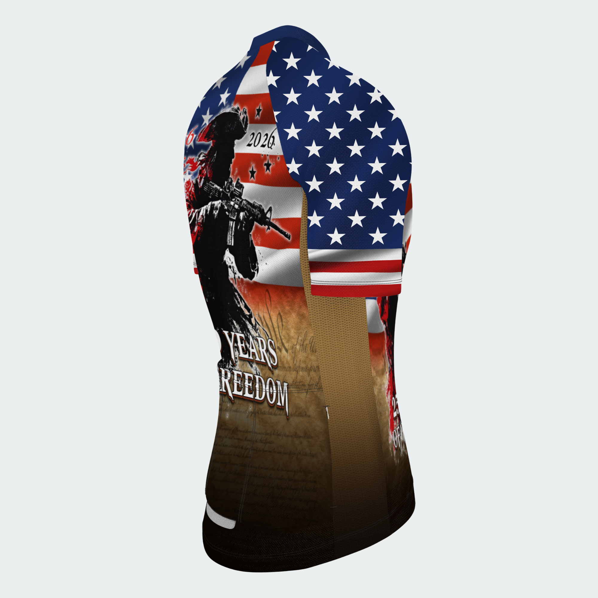 Men’s American Pride 250 Years of Freedom Soldier Patriotic Regular Fit Cycling Jersey
