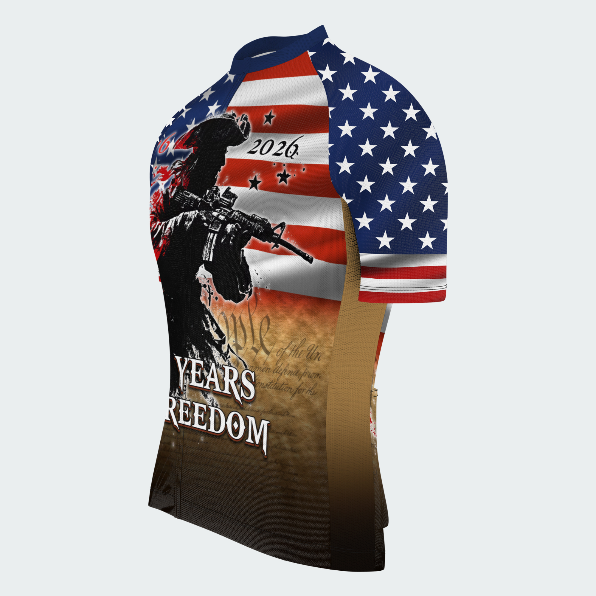 Men’s American Pride 250 Years of Freedom Soldier Patriotic Regular Fit Cycling Jersey