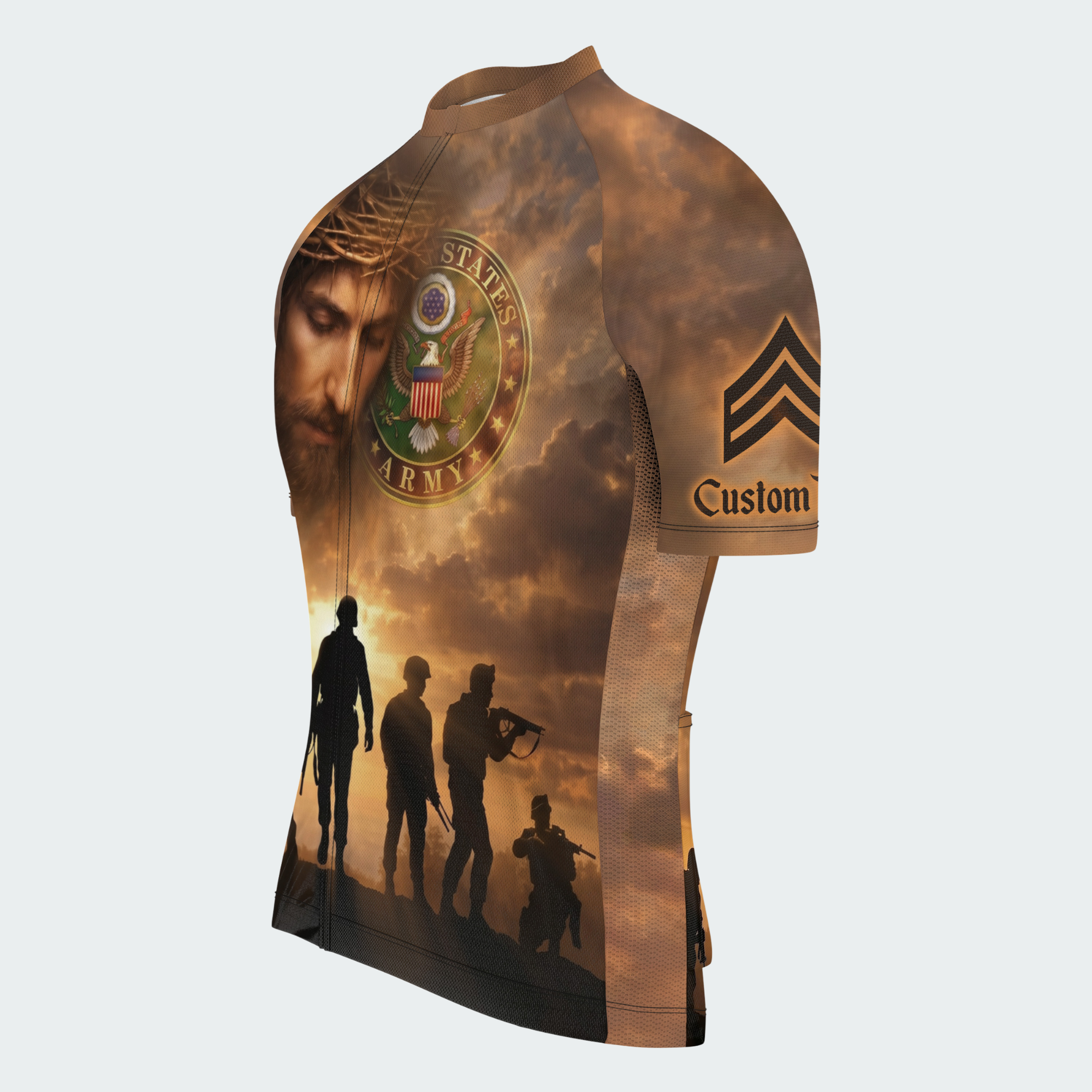 Men’s American Pride Faith Made Me a Soldier Custom Military Regular Fit Cycling Jersey