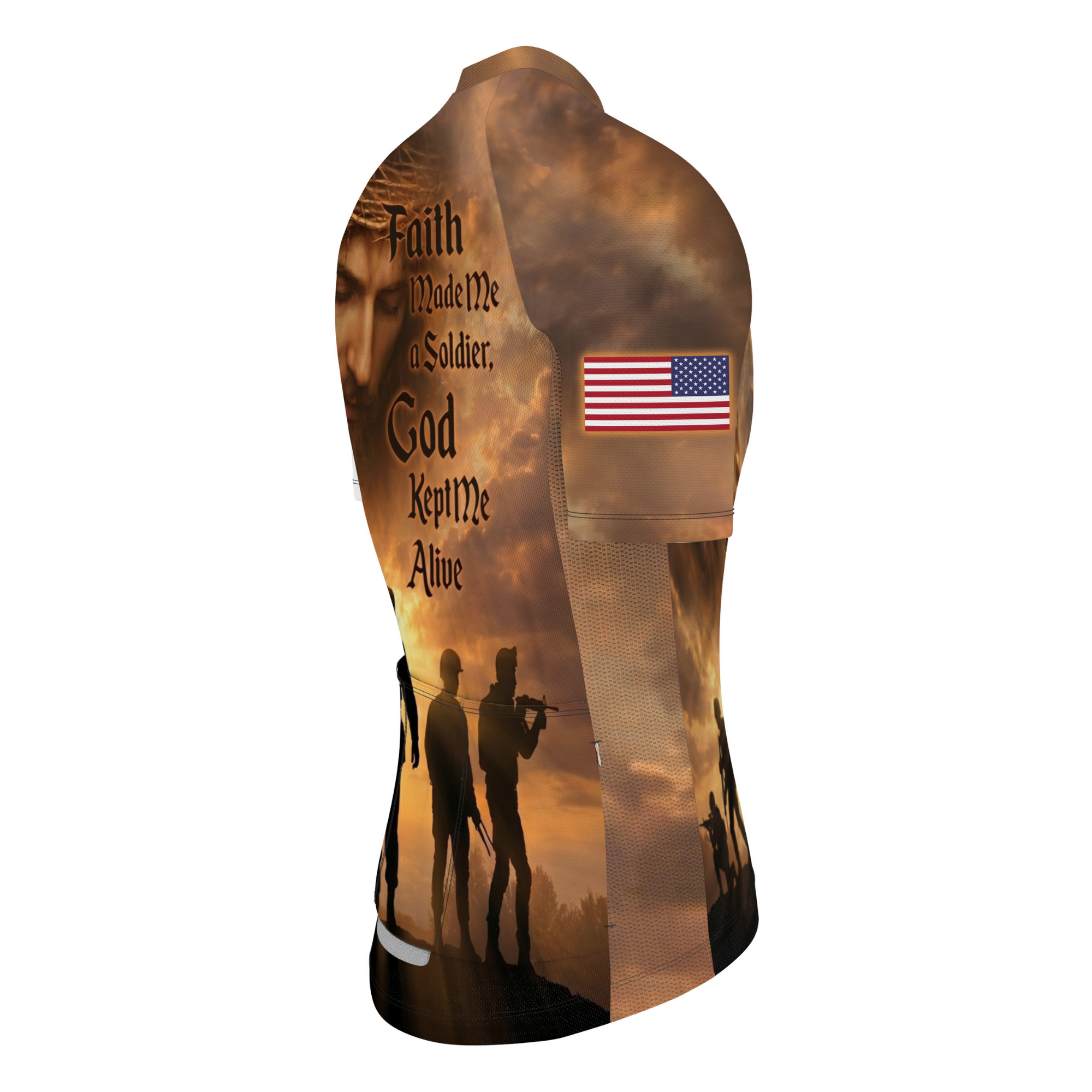 Men’s American Pride Faith Made Me a Soldier Custom Military Regular Fit Cycling Jersey